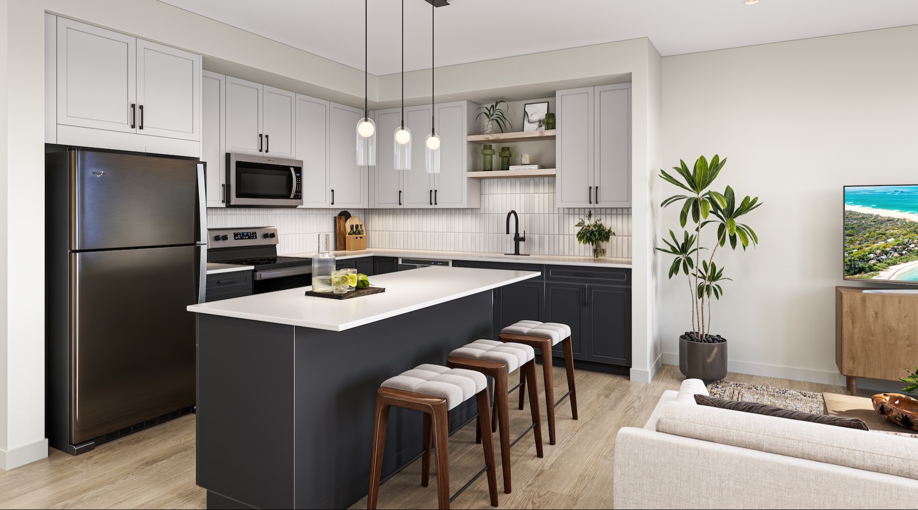 kitchen with an island