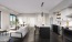 a kitchen with a couch and a table